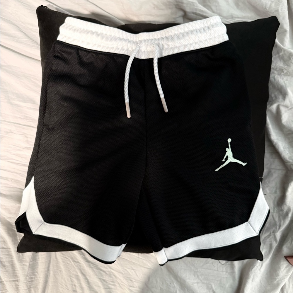 Jordan Black Shorts with White Trim and Gold Logo